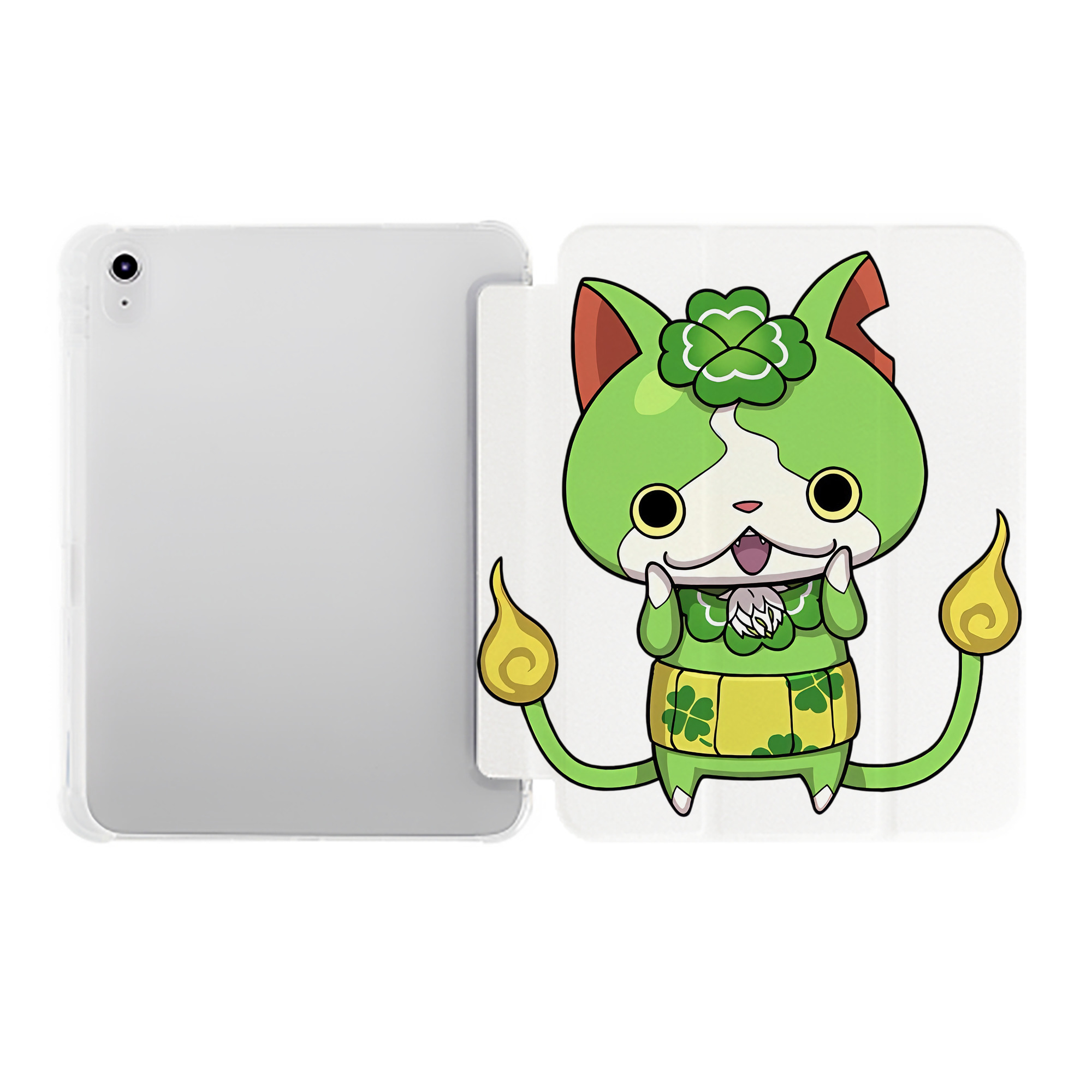 （画像用） 妖怪ウォッチ Yo-kai Watch IPad ケース ペン収納付き 三つ折りスタンド PUレザー×シリコン 対応機種9.5/10.5/10.9インチ